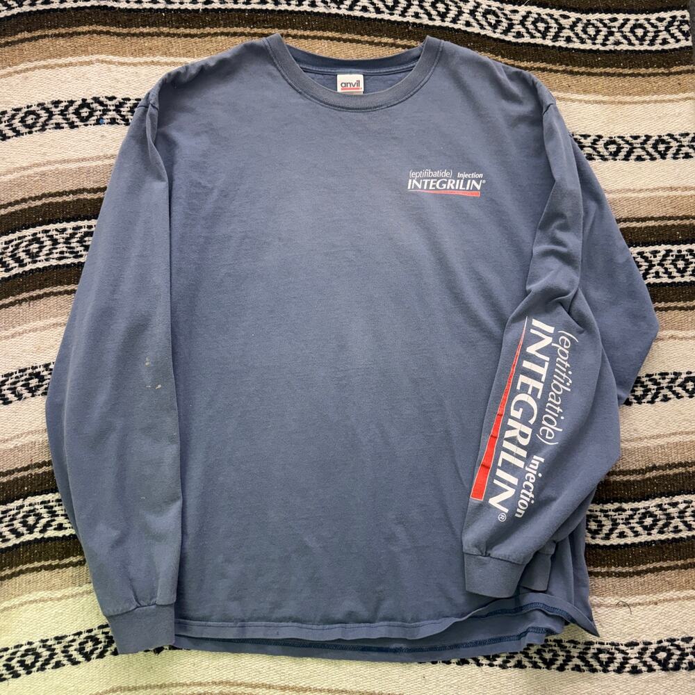 Vintage Eptifibatide Injection Integrilin Blue Medication Long Sleeve Shirt XL